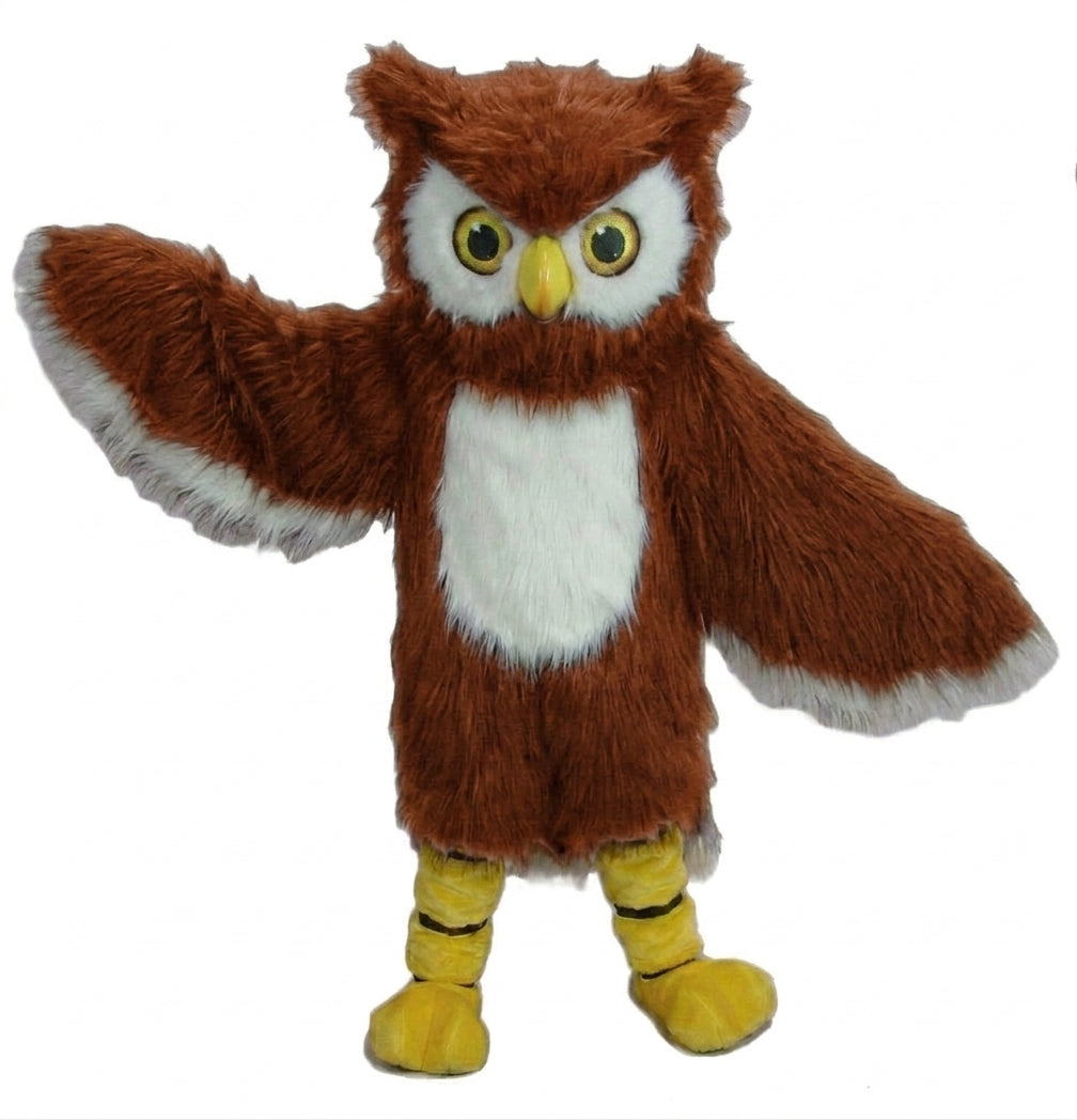 Owl Mascot Costume - long fur Rust
