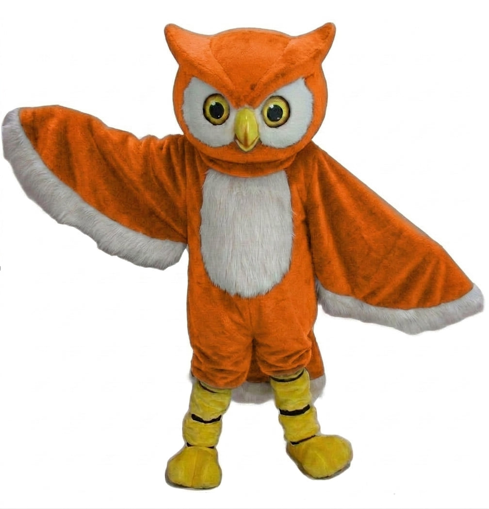 Owl Mascot Costume - short fur Bright Orange