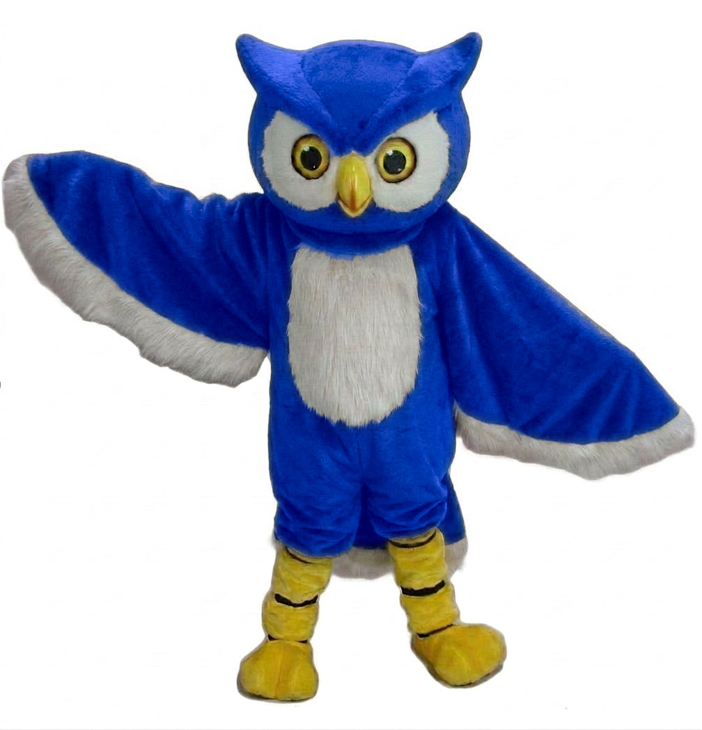 Owl Mascot Costume - short fur Royal Blue