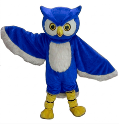 Owl Mascot Costume - short fur Royal Blue