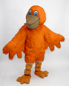 Pelican Mascot (Polyfoam) - Long fur / Bright Orange mascot costume