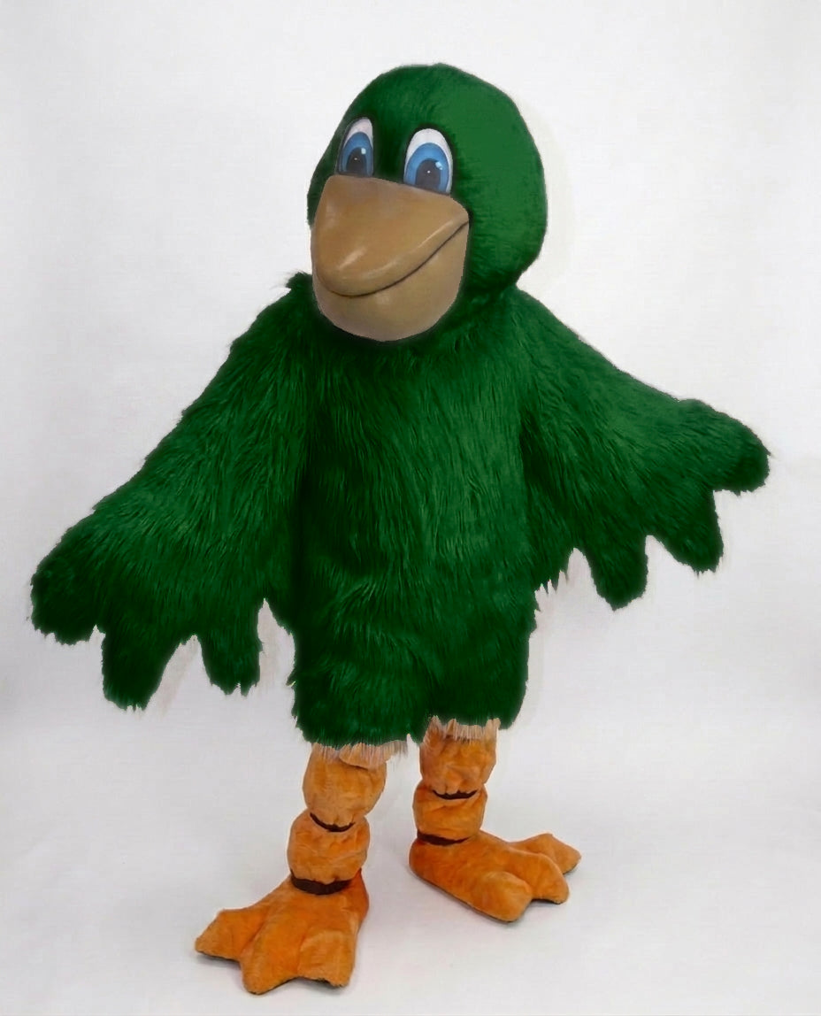 Pelican Mascot (Polyfoam) - Long fur / Green mascot costume