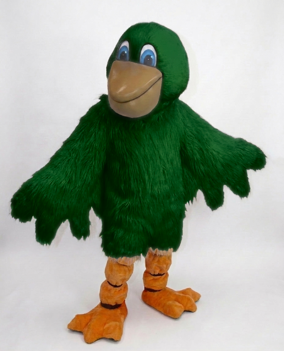 Pelican Mascot (Polyfoam) - Long fur / Green mascot costume