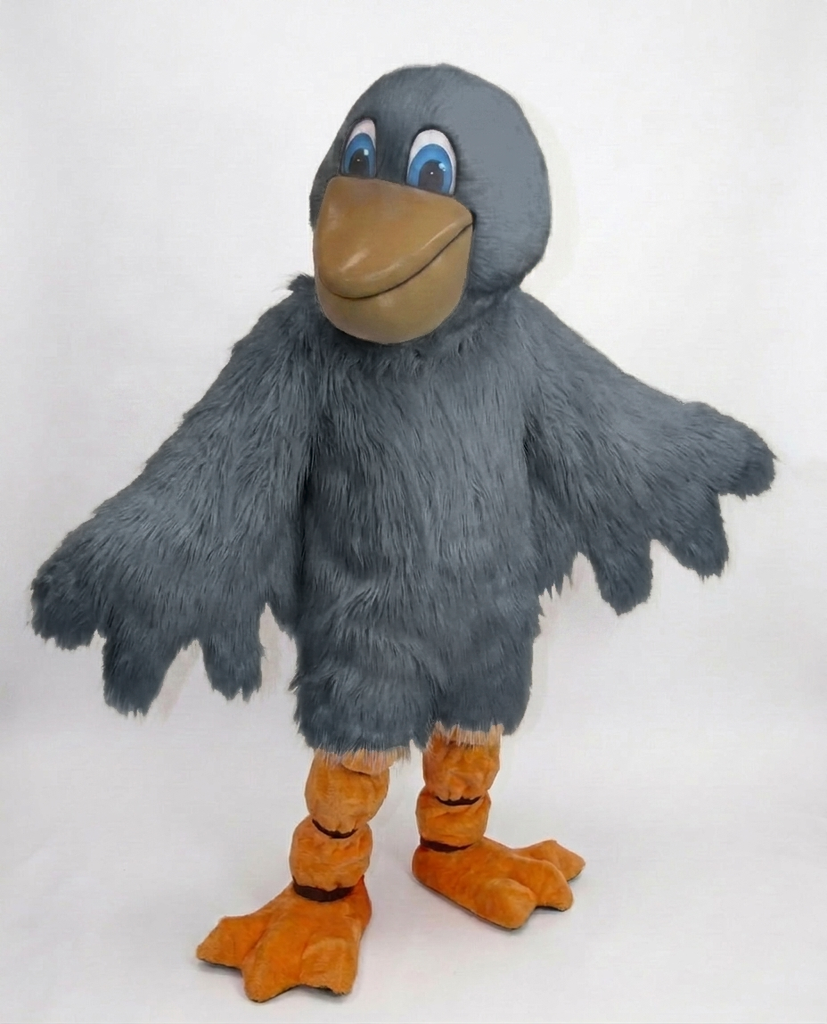 Pelican Mascot (Polyfoam) - Long fur / Grey mascot costume