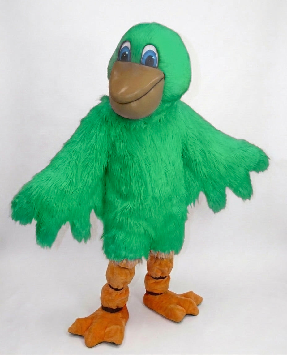 Pelican Mascot (Polyfoam) - Long fur / Lime mascot costume