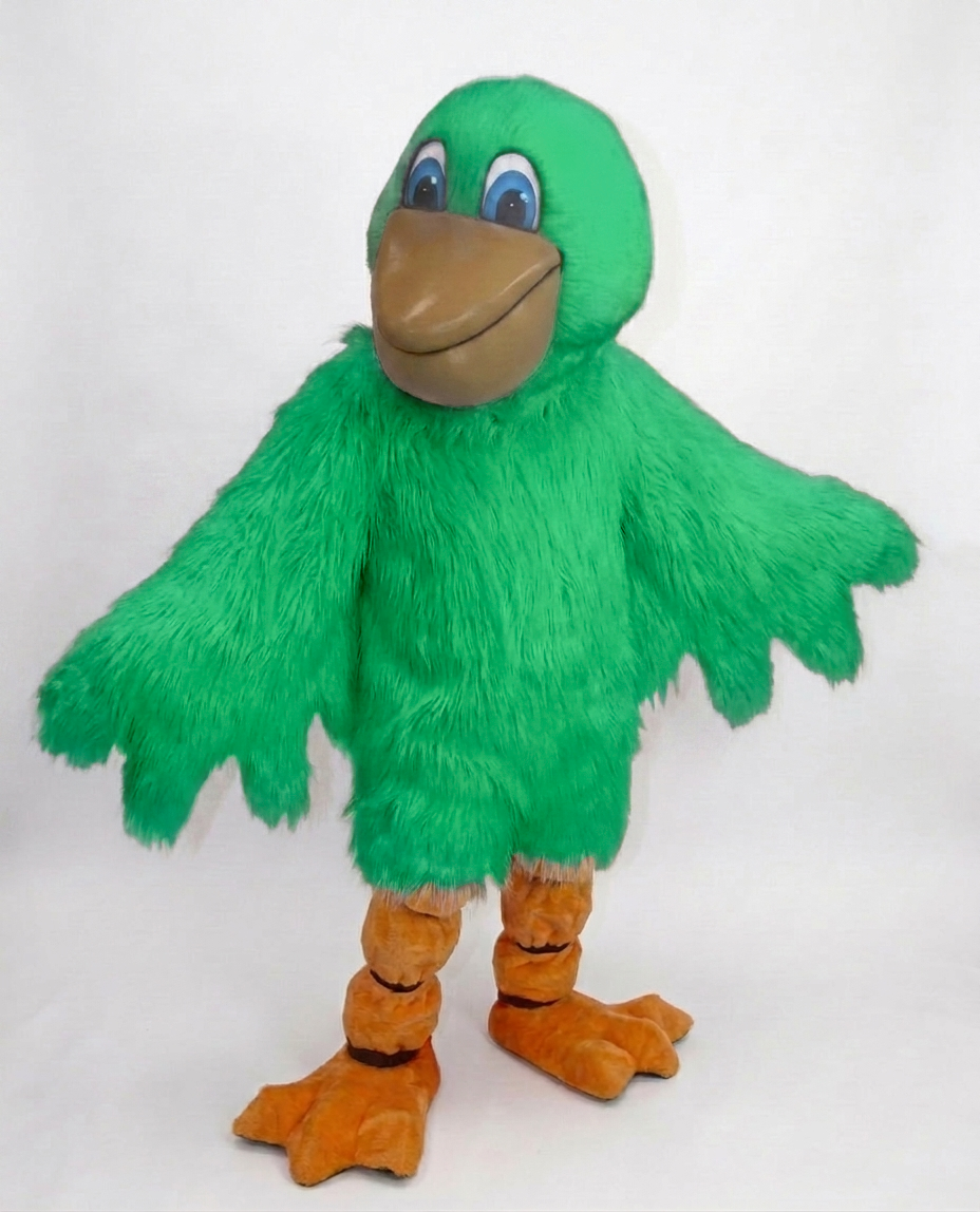 Pelican Mascot (Polyfoam) - Long fur / Lime mascot costume