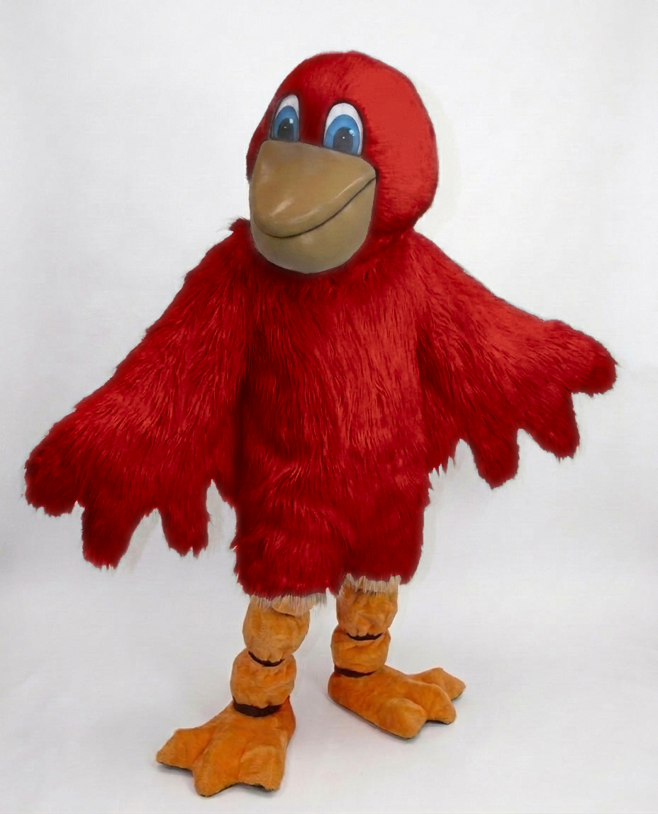 Pelican Mascot (Polyfoam) - Long fur / Red mascot costume