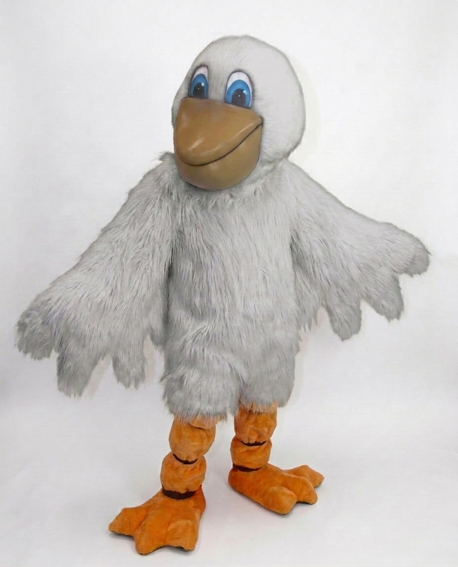 Pelican Mascot (Polyfoam) - Long fur / White mascot costume