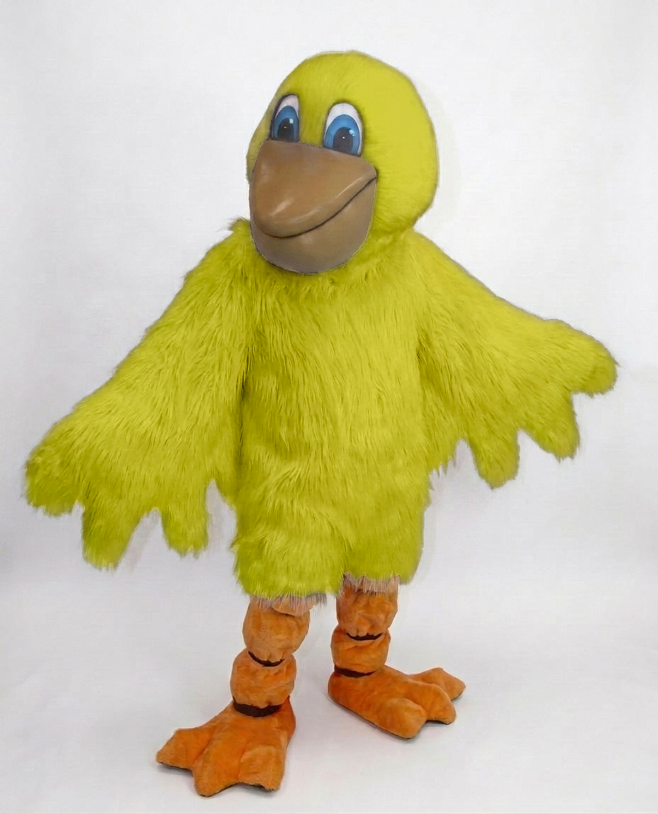 Pelican Mascot (Polyfoam) - Long fur / Yellow mascot costume