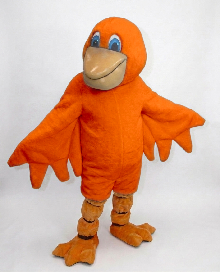 Pelican Mascot (Polyfoam) - Short fur / Bright Orange mascot costume