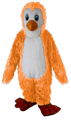 Petey Penguin Mascot - Long fur / Bright Orange mascot costume