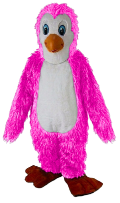 Petey Penguin Mascot - Long fur / Bright Pink mascot costume