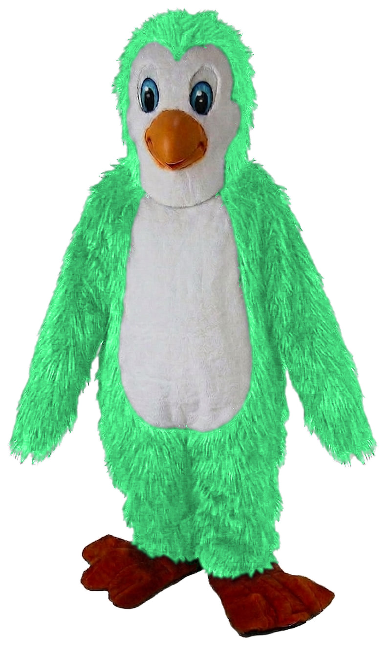 Petey Penguin Mascot - Long fur / Lime mascot costume