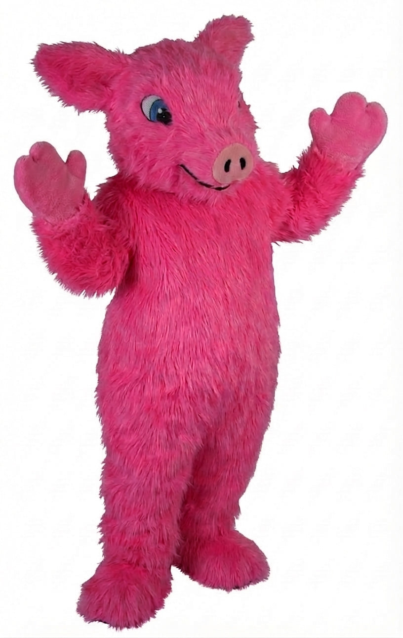 Piglet Mascot - Long fur / Bright Pink mascot costume