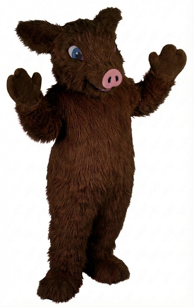 Piglet Mascot - Long fur / Dark Brown mascot costume