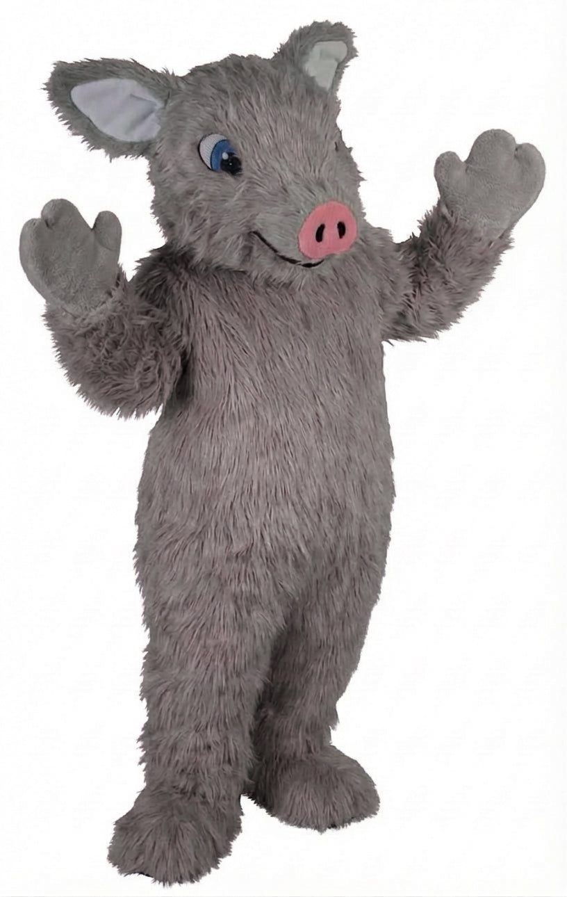 Piglet Mascot - Long fur / Grey mascot costume