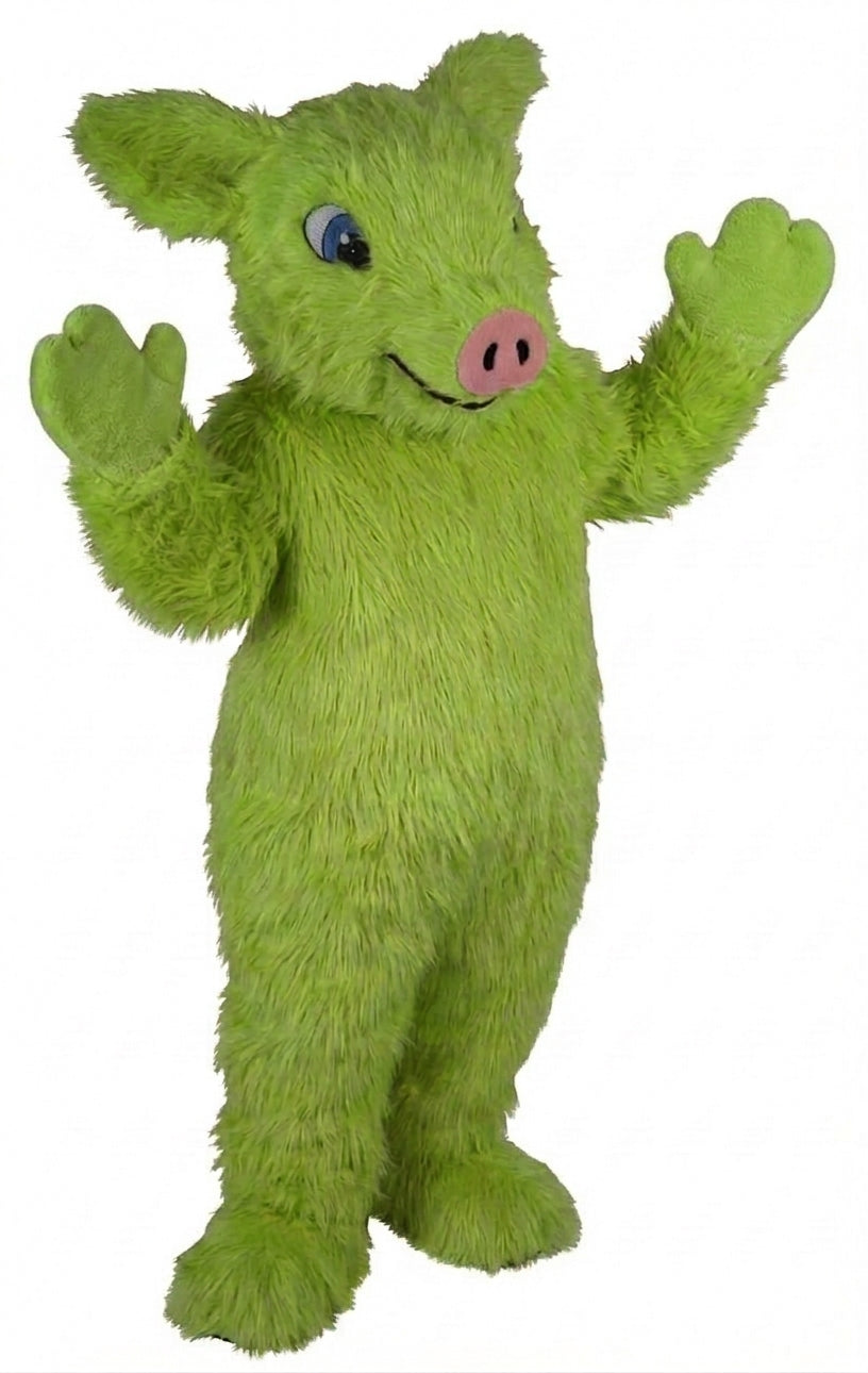 Piglet Mascot - Long fur / Lime mascot costume