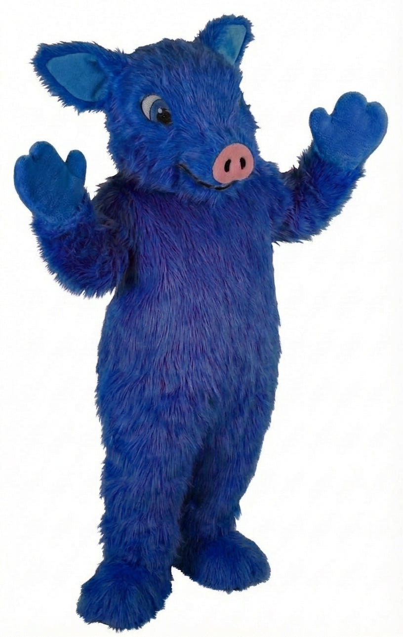 Piglet Mascot - Long fur / Royal Blue mascot costume