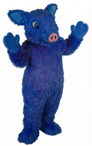 Piglet Mascot - Long fur / Royal Blue mascot costume