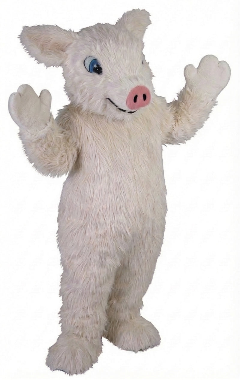 Piglet Mascot - Long fur / White mascot costume