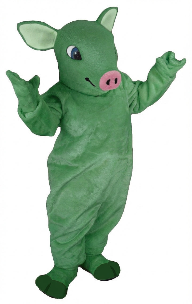 Piglet Mascot - Short fur / Green mascot costume