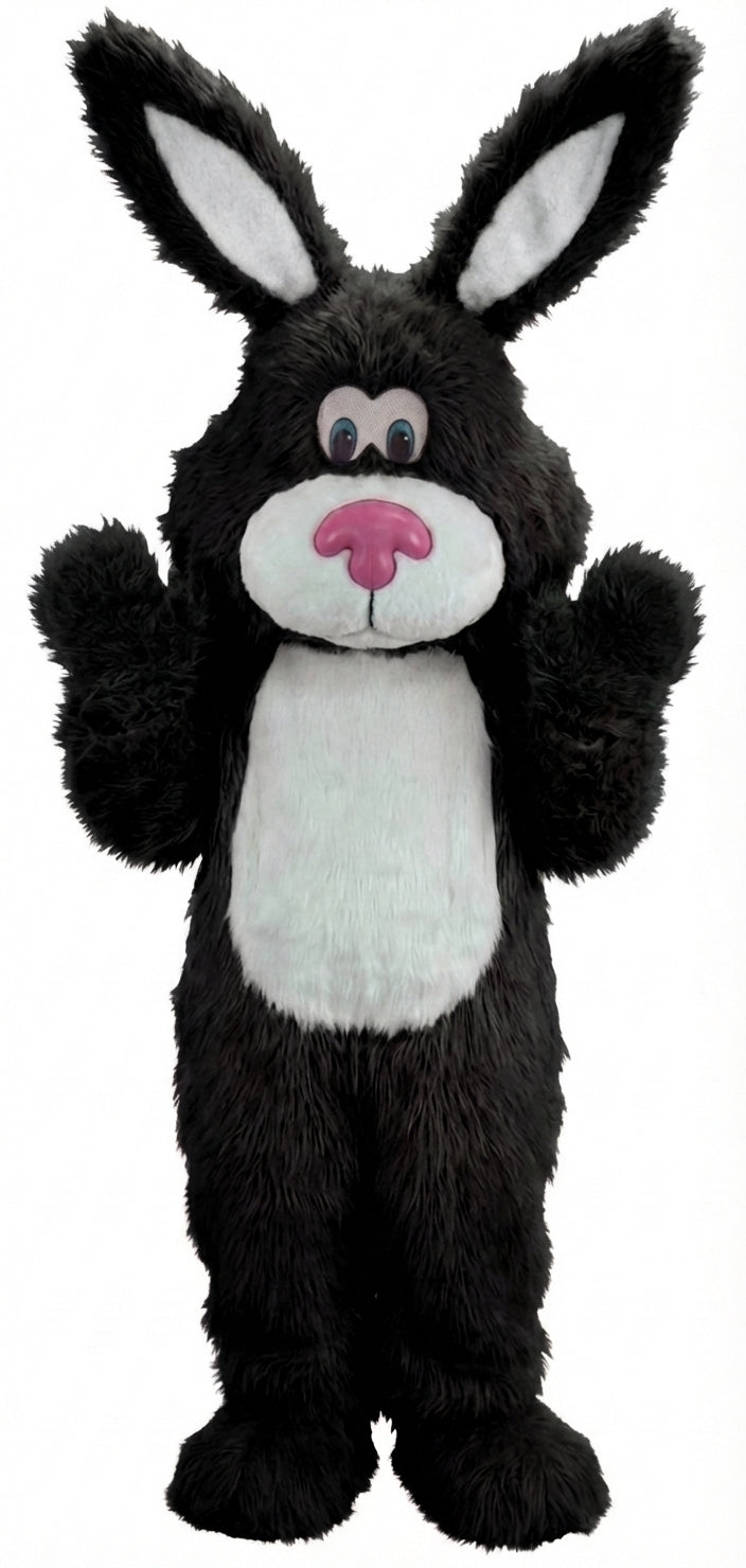 Pink Cottontail Rabbit Mascot (Thermolite) - Long fur / Black mascot costume