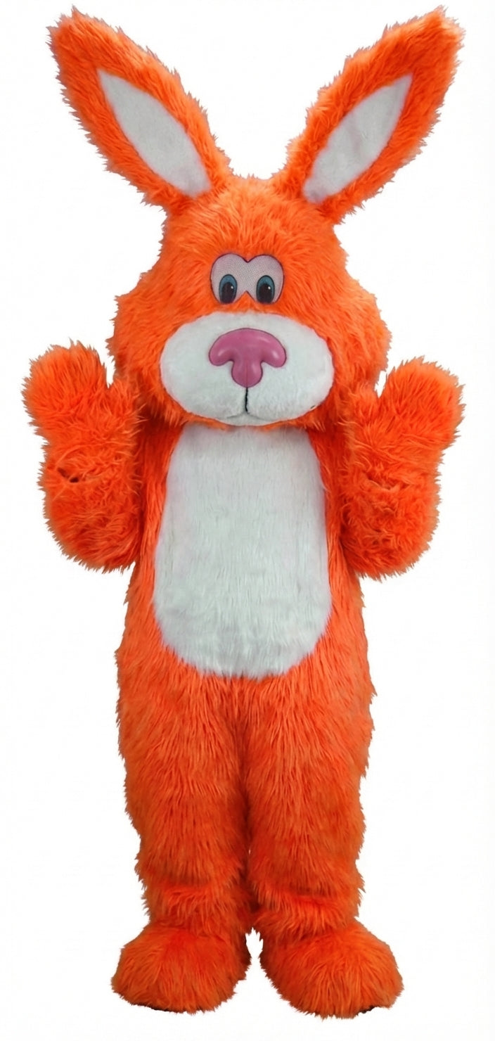 Pink Cottontail Rabbit Mascot (Thermolite) - Long fur / Bright Orange mascot costume