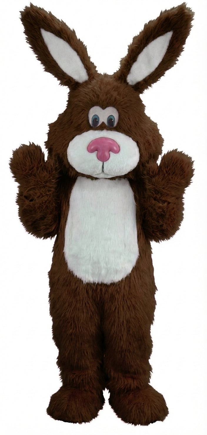 Pink Cottontail Rabbit Mascot (Thermolite) - Long fur / Dark Brown mascot costume
