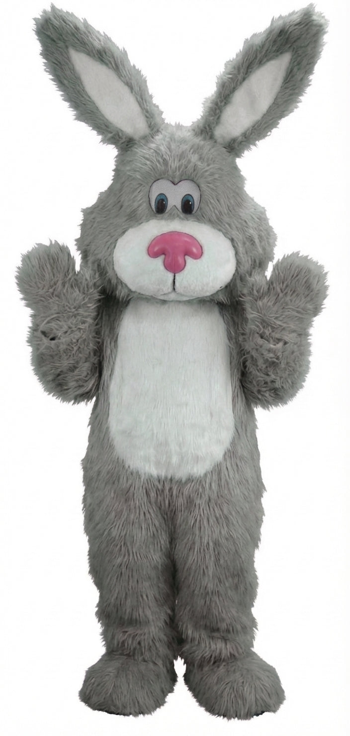 Pink Cottontail Rabbit Mascot (Thermolite) - Long fur / Grey mascot costume
