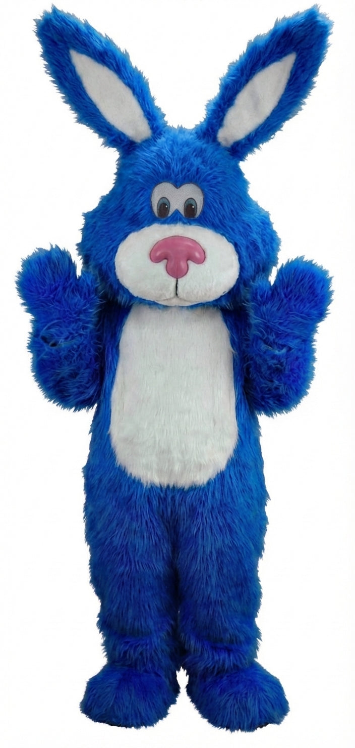 Pink Cottontail Rabbit Mascot (Thermolite) - Long fur / Royal Blue mascot costume