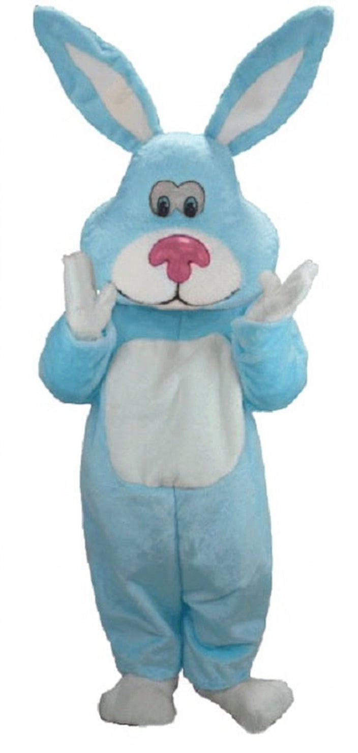 Pink Cottontail Rabbit Mascot (Thermolite) - Short fur / Light blue mascot costume