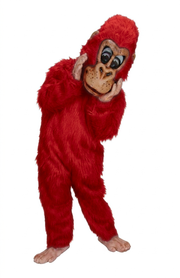 Pink Gorilla Mascot - long fur Red