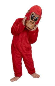 Pink Gorilla Mascot - short fur Red