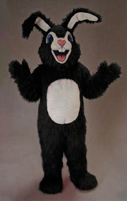 Pink Rabbit Mascot - Long fur / Black mascot costume