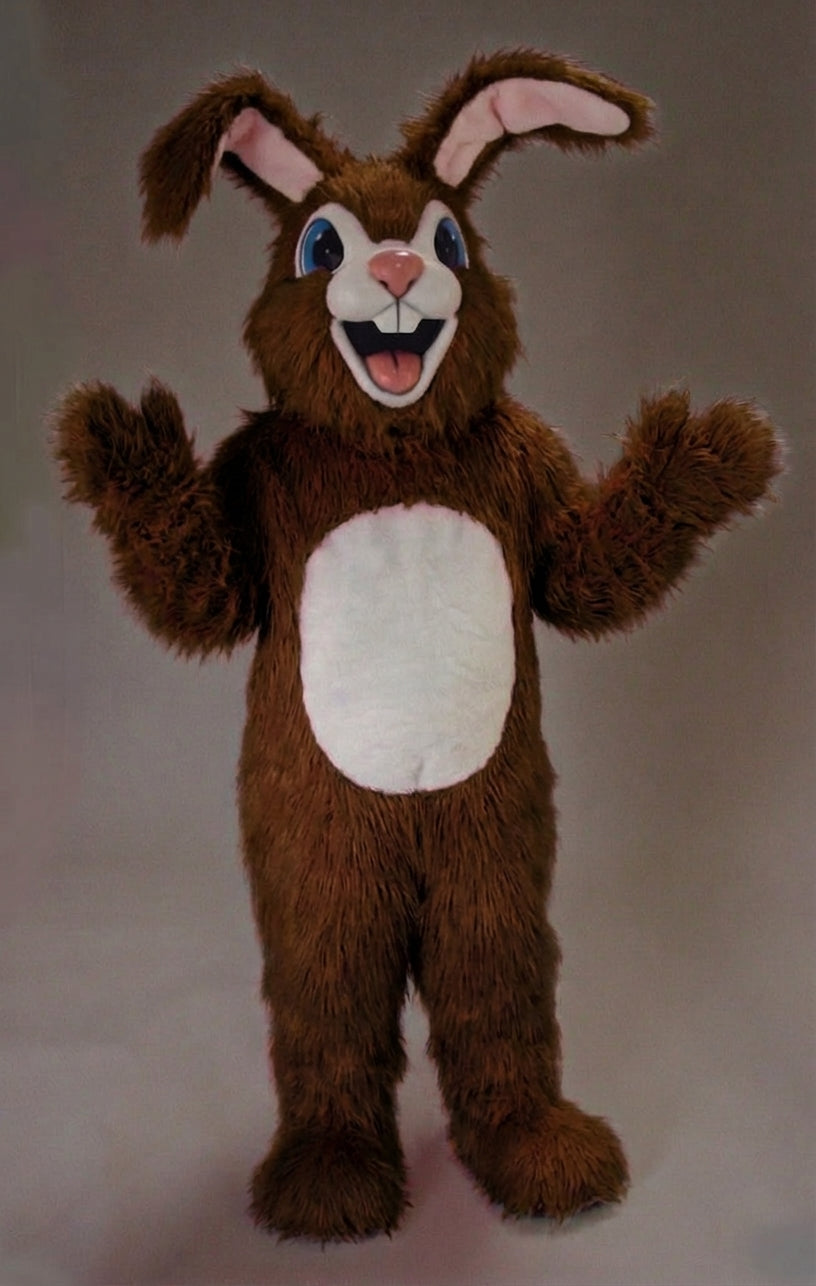 Pink Rabbit Mascot - Long fur / Dark Brown mascot costume