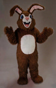 Pink Rabbit Mascot - Long fur / Dark Brown mascot costume