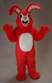 Pink Rabbit Mascot - Long fur / Red mascot costume