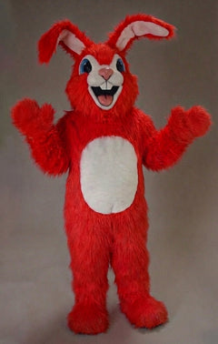 Pink Rabbit Mascot - Long fur / Red mascot costume