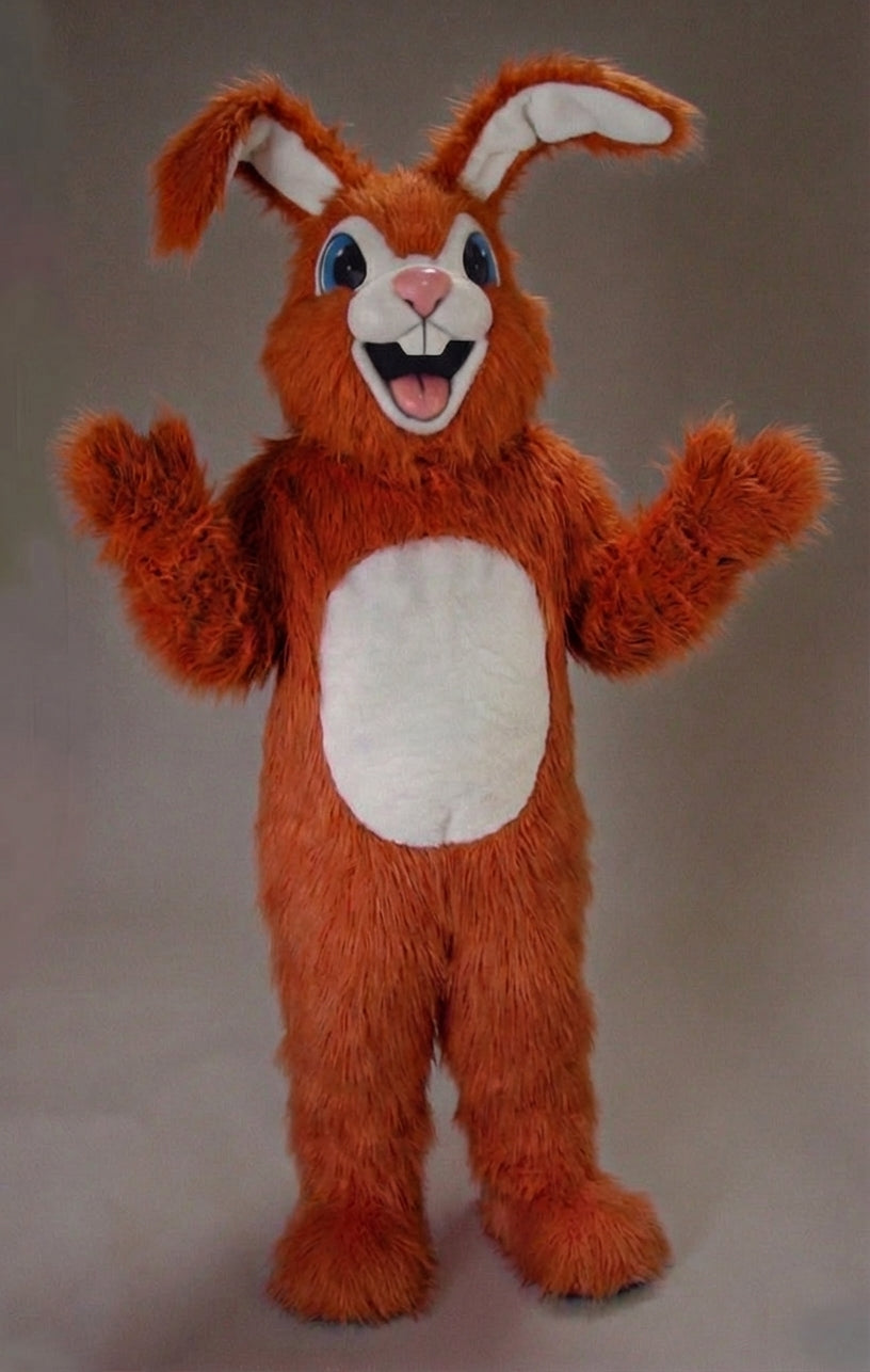 Pink Rabbit Mascot - Long fur / Rust mascot costume