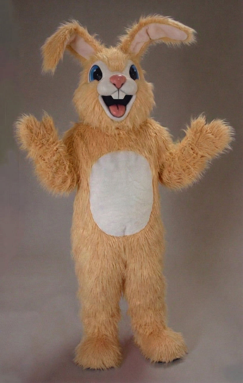 Pink Rabbit Mascot - Long fur / Tan mascot costume