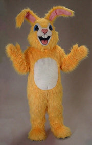 Pink Rabbit Mascot - Long fur / Yellow mascot costume