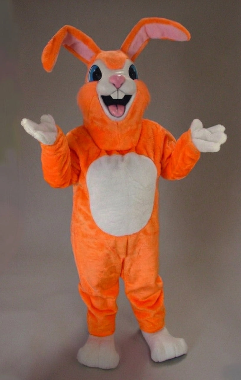 Pink Rabbit Mascot - Short fur / Bright Orange mascot costume