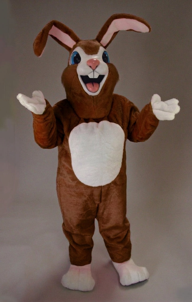 Pink Rabbit Mascot - Short fur / Chocolate Brown mascot costume