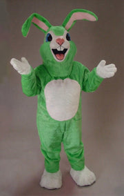 Pink Rabbit Mascot - Short fur / Green mascot costume