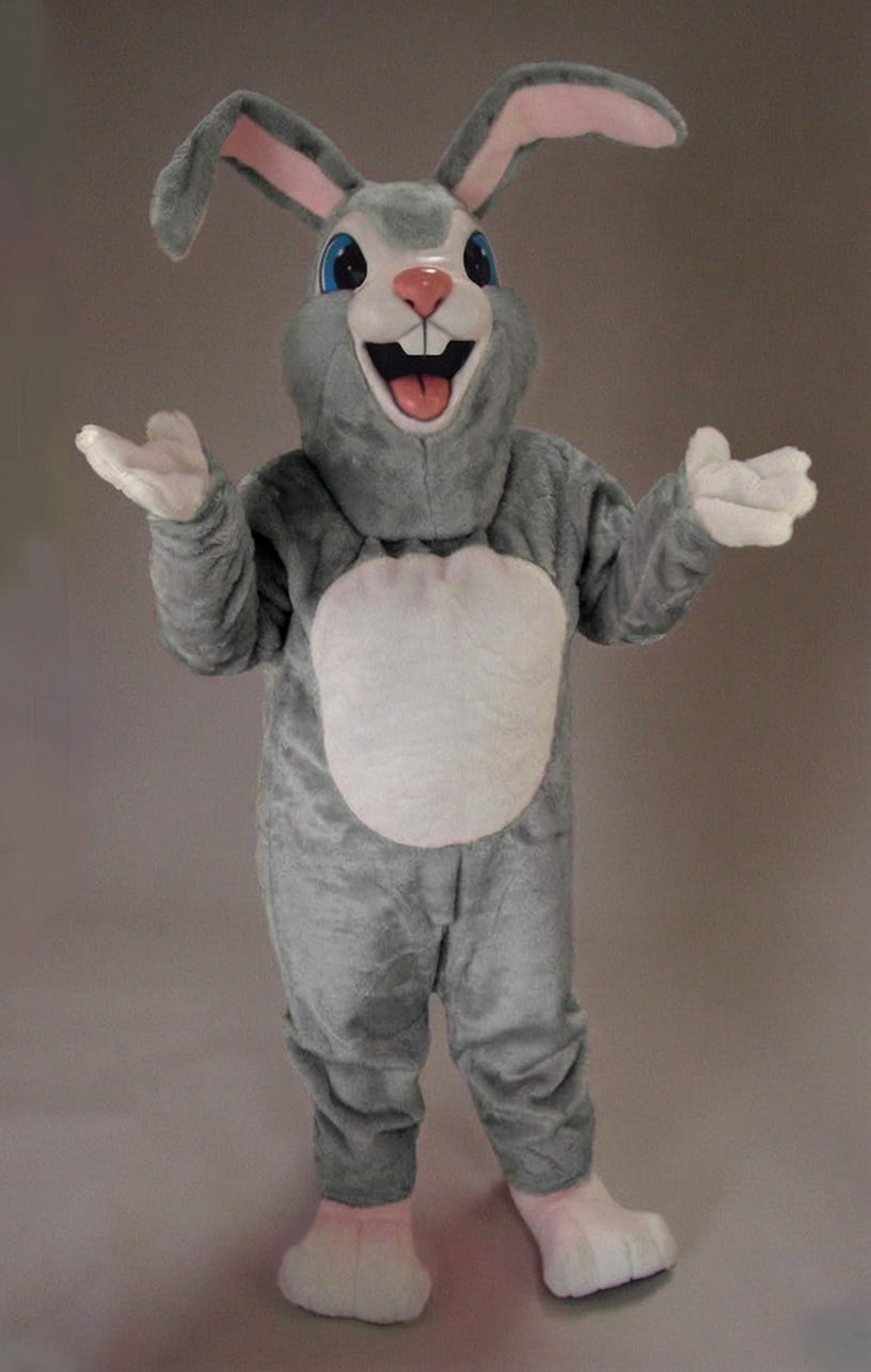 Pink Rabbit Mascot - Short fur / Grey mascot costume