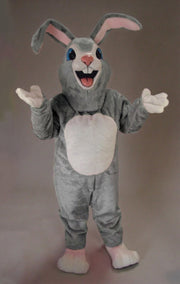 Pink Rabbit Mascot - Short fur / Grey mascot costume