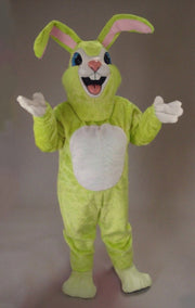 Pink Rabbit Mascot - Short fur / Lime mascot costume
