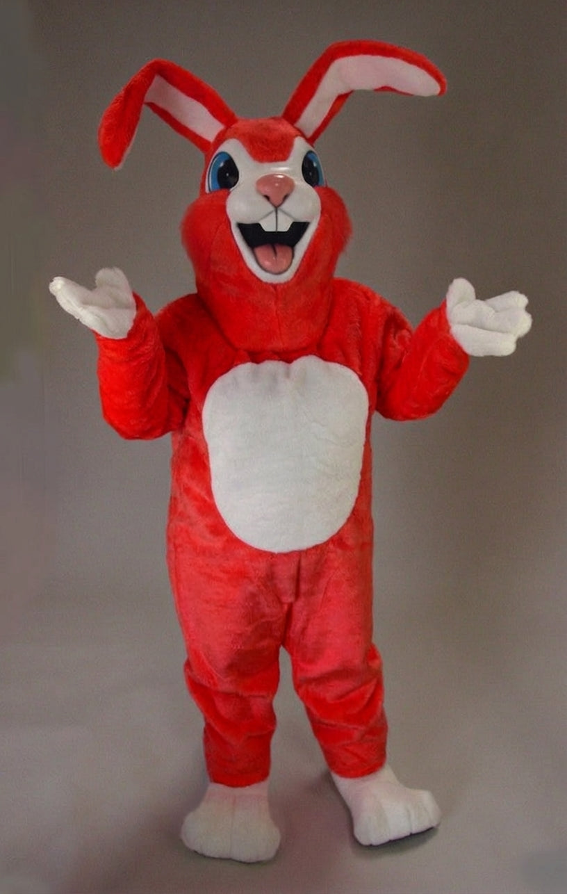 Pink Rabbit Mascot - Short fur / Red mascot costume