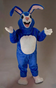 Pink Rabbit Mascot - Short fur / Royal blue mascot costume