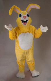 Pink Rabbit Mascot - Short fur / Yellow mascot costume